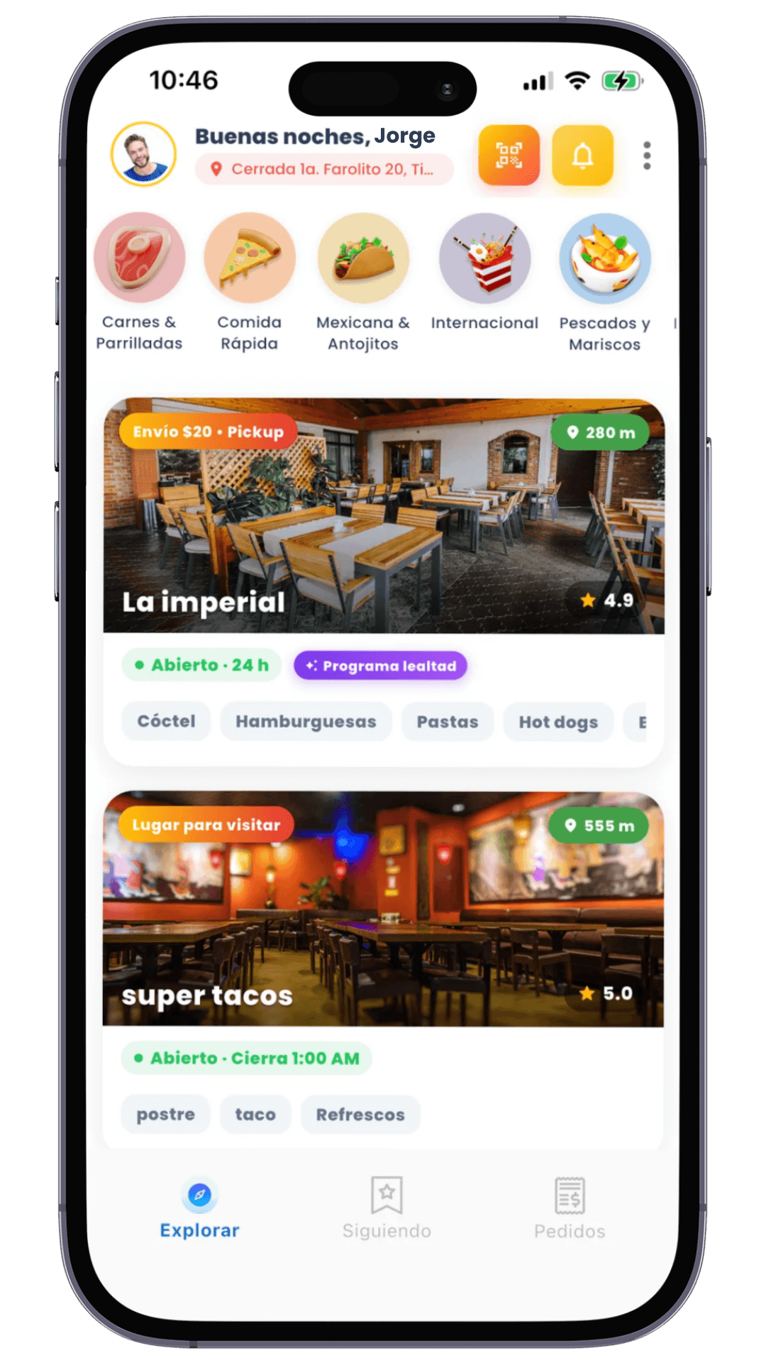 Cliente buscando restaurante