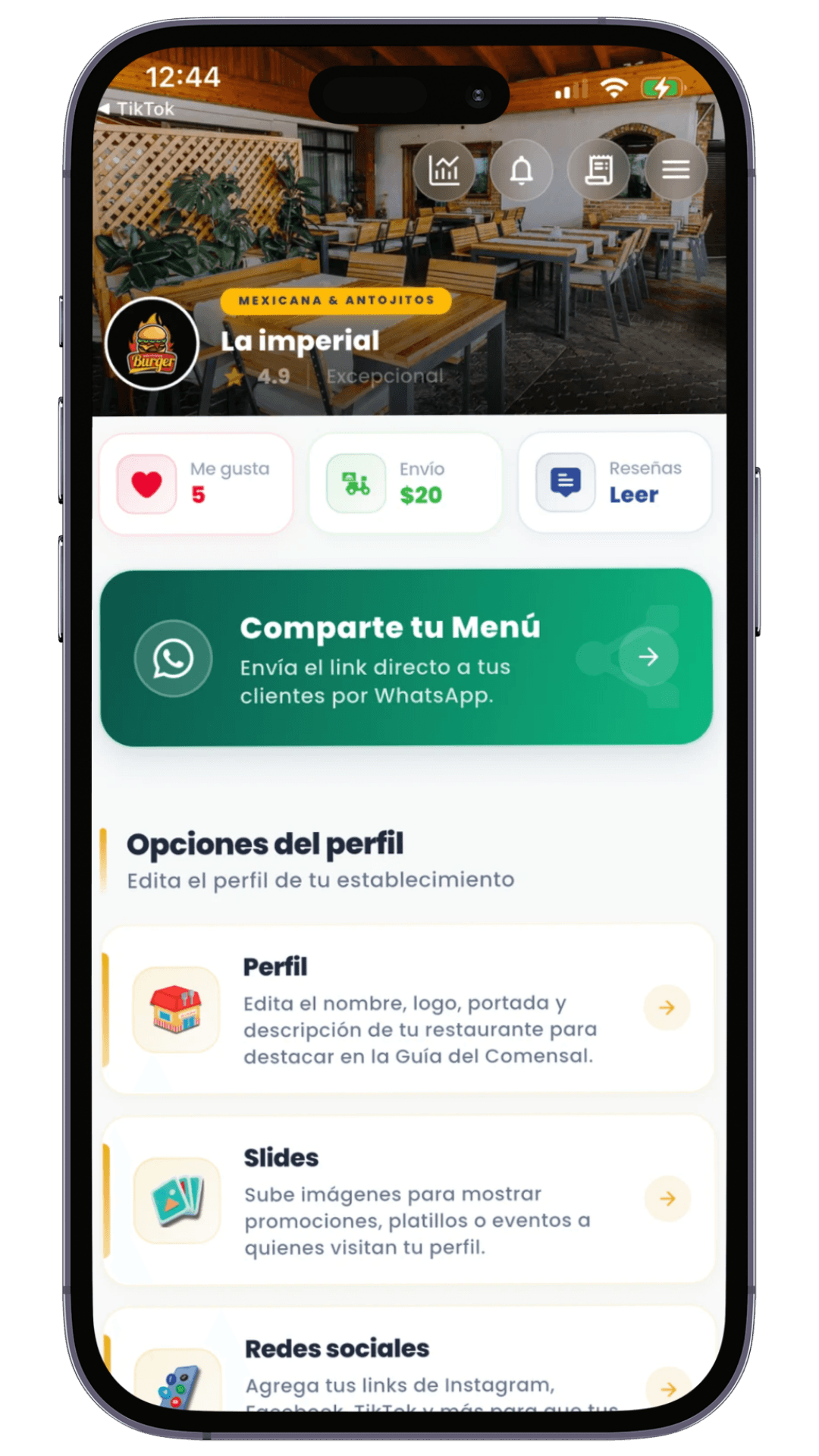 App Restaurantero en celular